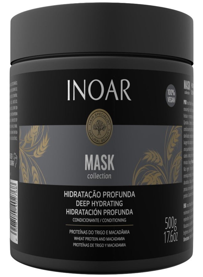 INOAR Mask Hair Moist Mask with Macadamia Oil & Wheat Proteins for Deep Hydration & Repair, 17.6 oz - Image 1